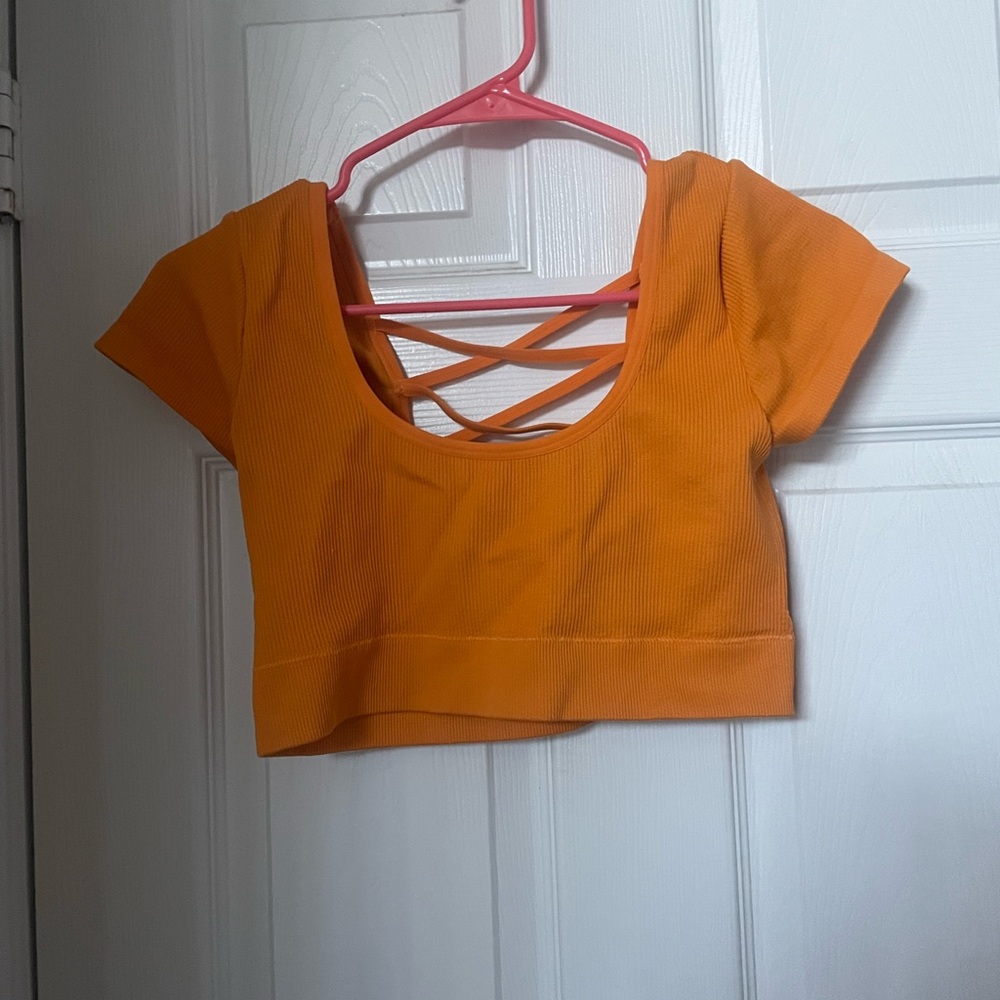 Aerie Vibrant Orange Crisscross Crop Top